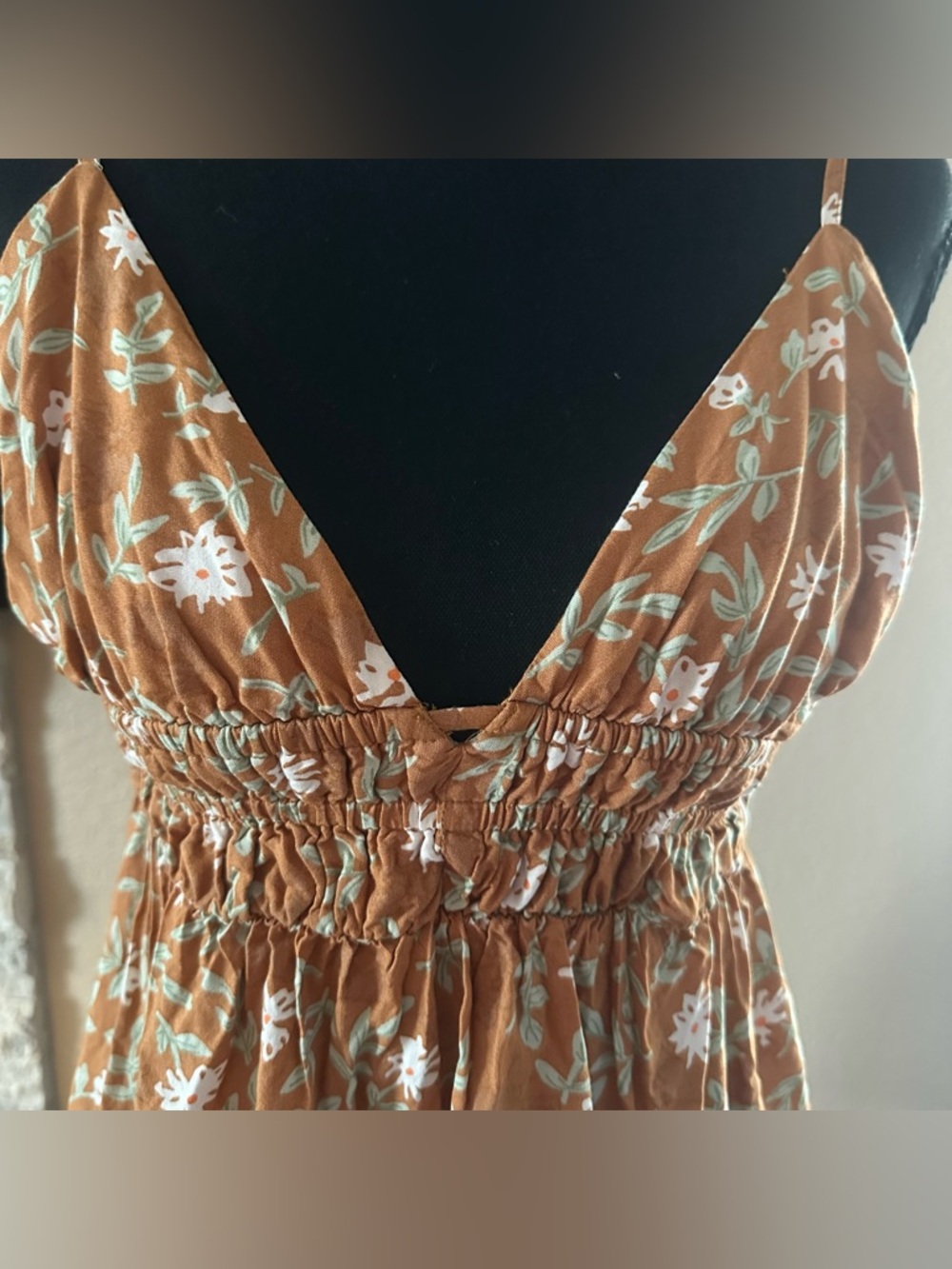 Aeropostale babydoll mini brown floral summer dress women’s S short sundress - Picture 2 of 10